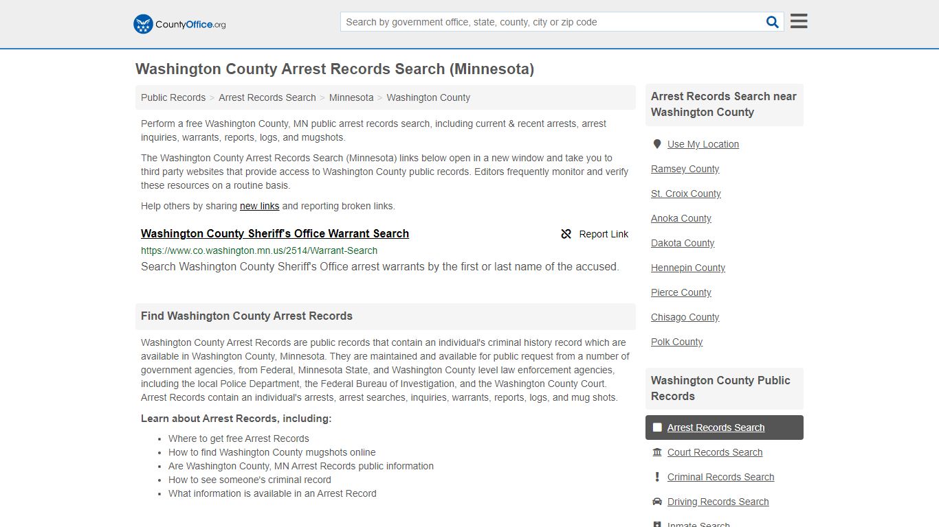 Arrest Records Search - Washington County, MN (Arrests ...